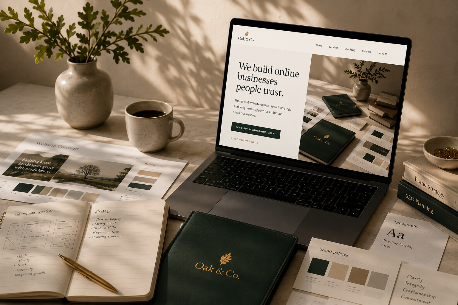 Oak & Co. website planning workspace
